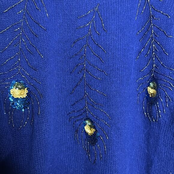 NWT Vintage international tricot Les Copains Blue Beaded Embellishments Sweater - Picture 3 of 8
